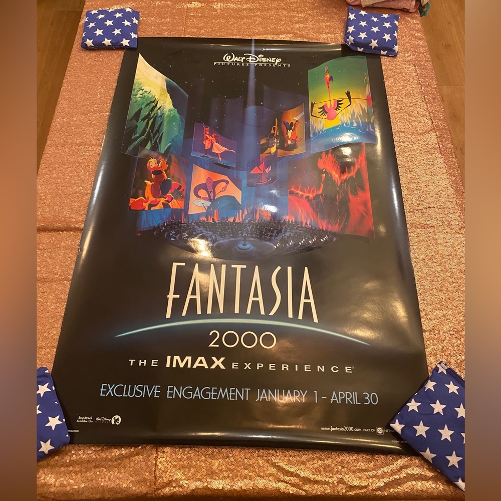 Disney Vintage Fantasia 2000 original IMAX Movie double sided theatre poster